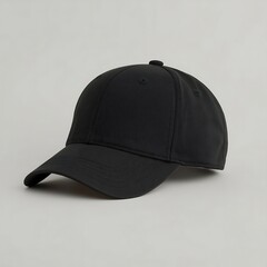   Realistic Black Baseball Cap Mockup — Single High-Resolution Cap on Solid Background for Branding and Product Design