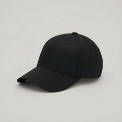   Realistic Black Baseball Cap Mockup — Single High-Resolution Cap on Solid Background for Branding and Product Design