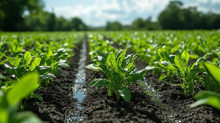 Spinach field growth