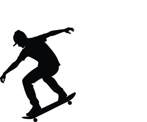 Skateboarding Silhouette,  Urban Skater Trick Vector Art.