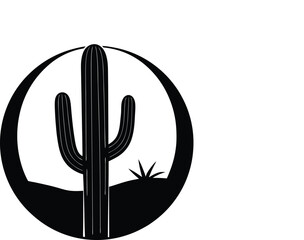Obraz premium Saguaro Cactus Silhouette, Desert Plant Vector Illustration.