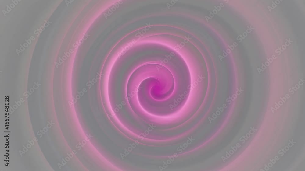 Poster pink swirl expanding and transforming, gradating background from light to dark gray, creating mesmer