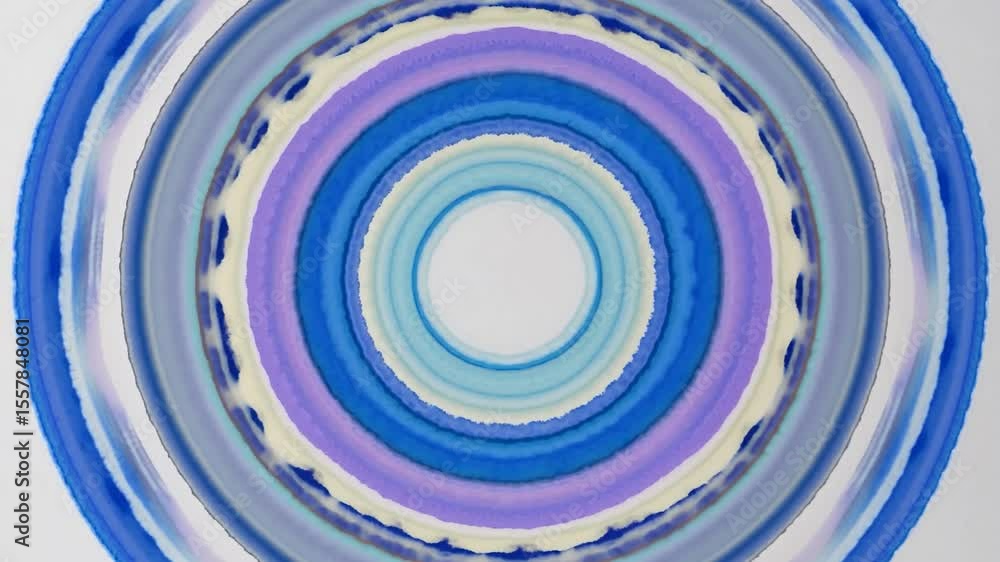 Poster colorful concentric circles are expanding on a white background, creating a visually appealing abstr