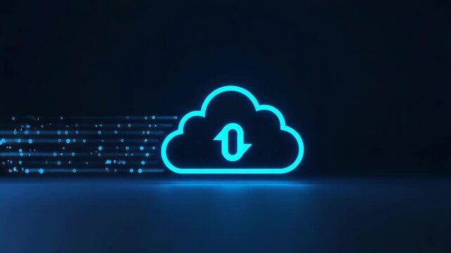 Glowing light blue cloud technology symbol