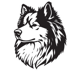 American Eskimo Dog silhouette on white background. Dog head icon. Dog logo design. Dog vector design.