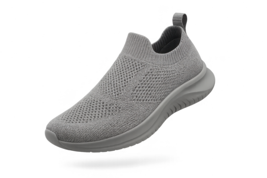 Gray athletic shoe isolated on transparent background, comfortable design