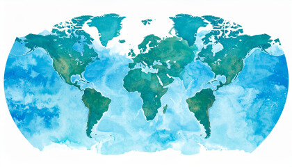 World map watercolor.