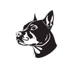 American Pitbull Dog silhouette on white background. Dog head icon. Dog logo design. Dog vector design.