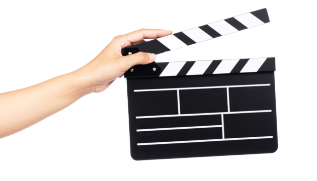 Movie clapper board  isolated on transparent background.