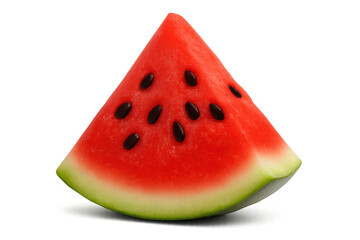 Juicy red watermelon wedge revealing black seeds, vibrant summer produce against transparent surface