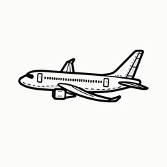 Airplane illustration in simple line art style on a light background  