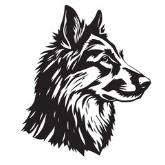 German Shepherd Dog silhouette on white background. Dog head icon. Dog logo design. Dog vector design.
