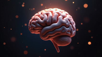 Detailed illustration of a human brain showing texture and structure from the side view.