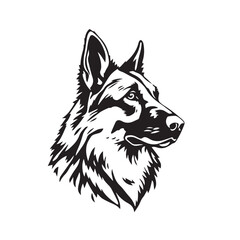 Fototapeta premium German Shepherd Dog silhouette on white background. Dog head icon. Dog logo design. Dog vector design.