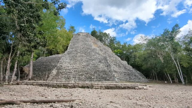 COBA ancient Mayan pyramids in the lush jungle near Tulum in Mexican Yucatan Peninsula.Mexico America