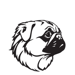 Pug Dog silhouette on white background. Dog head icon. Dog logo design. Dog vector design.