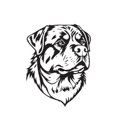 Rottweiler Dog silhouette on white background. Dog head icon. Dog logo design. Dog vector design.