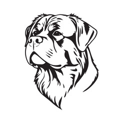 Rottweiler Dog silhouette on white background. Dog head icon. Dog logo design. Dog vector design.