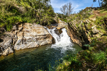 Cascata do Pego do Inferno waterfall in Azenha nova, Portugal