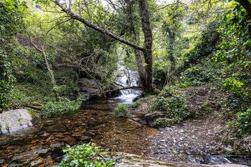 Cascata de Sao Juliao or Cascata de Monte Sete waterfall in Azenha nova, Portugal