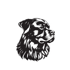 Rottweiler Dog silhouette on white background. Dog head icon. Dog logo design. Dog vector design.
