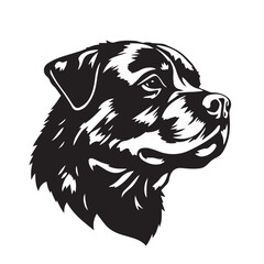 Rottweiler Dog silhouette on white background. Dog head icon. Dog logo design. Dog vector design.