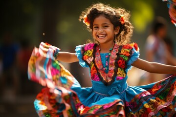 Happy Latin American Girl Wearing