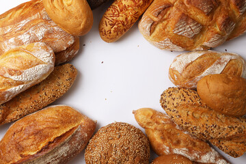A delightful variety of Fresh Breads, beautifully displayed against a bright background