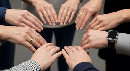 Fototapeta premium Unity, Teamwork, and Collaboration Hands Forming a Circle Symbol