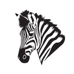 Zebra head silhouette on white background. Zebra head icon. Zebra head silhouette. Zebra icon. Stylized Zebra logo. 