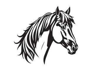 Horse head silhouette on white background. Horse head icon. Horse head silhouette. Horse silhouette icon. Stylized Horse logo. 