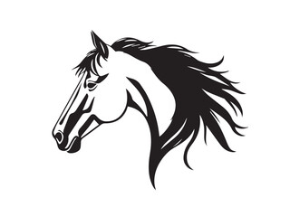 Horse head silhouette on white background. Horse head icon. Horse head silhouette. Horse silhouette icon. Stylized Horse logo. 