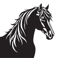 Horse head silhouette on white background. Horse head icon. Horse head silhouette. Horse silhouette icon. Stylized Horse logo. 
