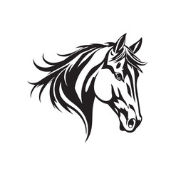 Horse head silhouette on white background. Horse head icon. Horse head silhouette. Horse silhouette icon. Stylized Horse logo. 