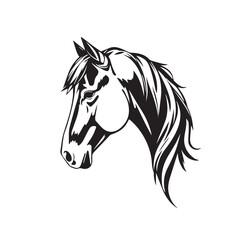 Horse head silhouette on white background. Horse head icon. Horse head silhouette. Horse silhouette icon. Stylized Horse logo. 