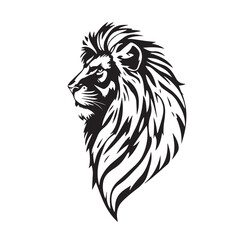 Lion head silhouette on white background. Lion head icon. Lion head silhouette. Lion silhouette icon. Stylized Lion logo. 