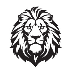 Lion head silhouette on white background. Lion head icon. Lion head silhouette. Lion silhouette icon. Stylized Lion logo. 