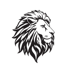Fototapeta premium Lion head silhouette on white background. Lion head icon. Lion head silhouette. Lion silhouette icon. Stylized Lion logo. 