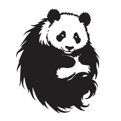 Panda head silhouette isolated on white background. Panda head icon. Panda head silhouette. Panda silhouette icon. Stylized Panda logo. 