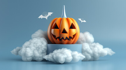 halloween pumpkin on blue background