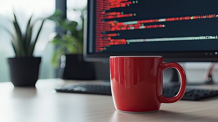  code displayed on monitor in background, suggesting late night coding session