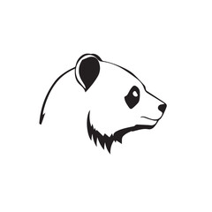 Panda head silhouette isolated on white background. Panda head icon. Panda head silhouette. Panda silhouette icon. Stylized Panda logo. 