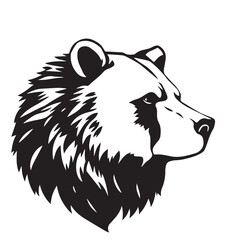 Bear head silhouette isolated on white background. Bear head icon. Bear head silhouette. Bear silhouette icon. Stylized Bear logo. 