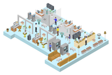 Bank interior isometric