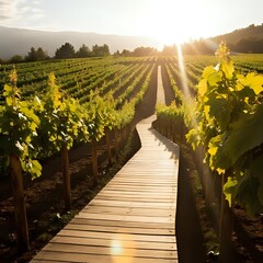 vineyard at sunset