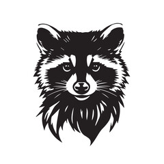 Raccoon silhouette on white background. Raccoon silhouette icon. Stylized Raccoon logo. Raccoon head icon.