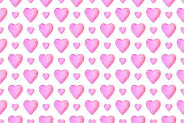 Seamless pattern with watercolor hearts. Wedding design.
