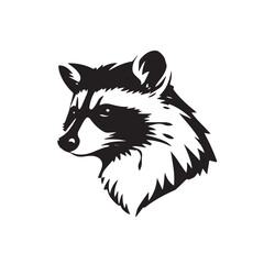 Raccoon silhouette on white background. Raccoon silhouette icon. Stylized Raccoon logo. Raccoon head icon.