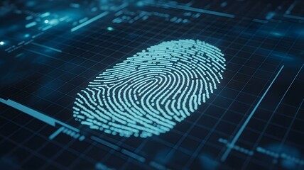 Fingerprint Scanning Technology Displayed on a Futuristic Interface