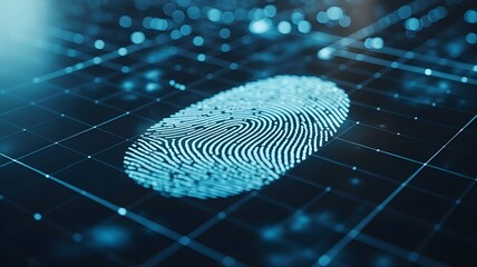 Fingerprint Scanning Technology Displayed on a Futuristic Interface